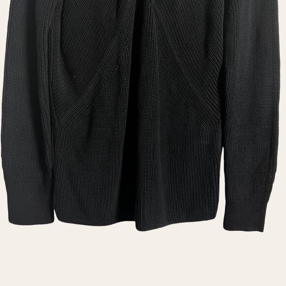 COS Black Cut Out Ribbed Knit Cotton Oversized Pullover Sweater Size M - Picture 5 of 9